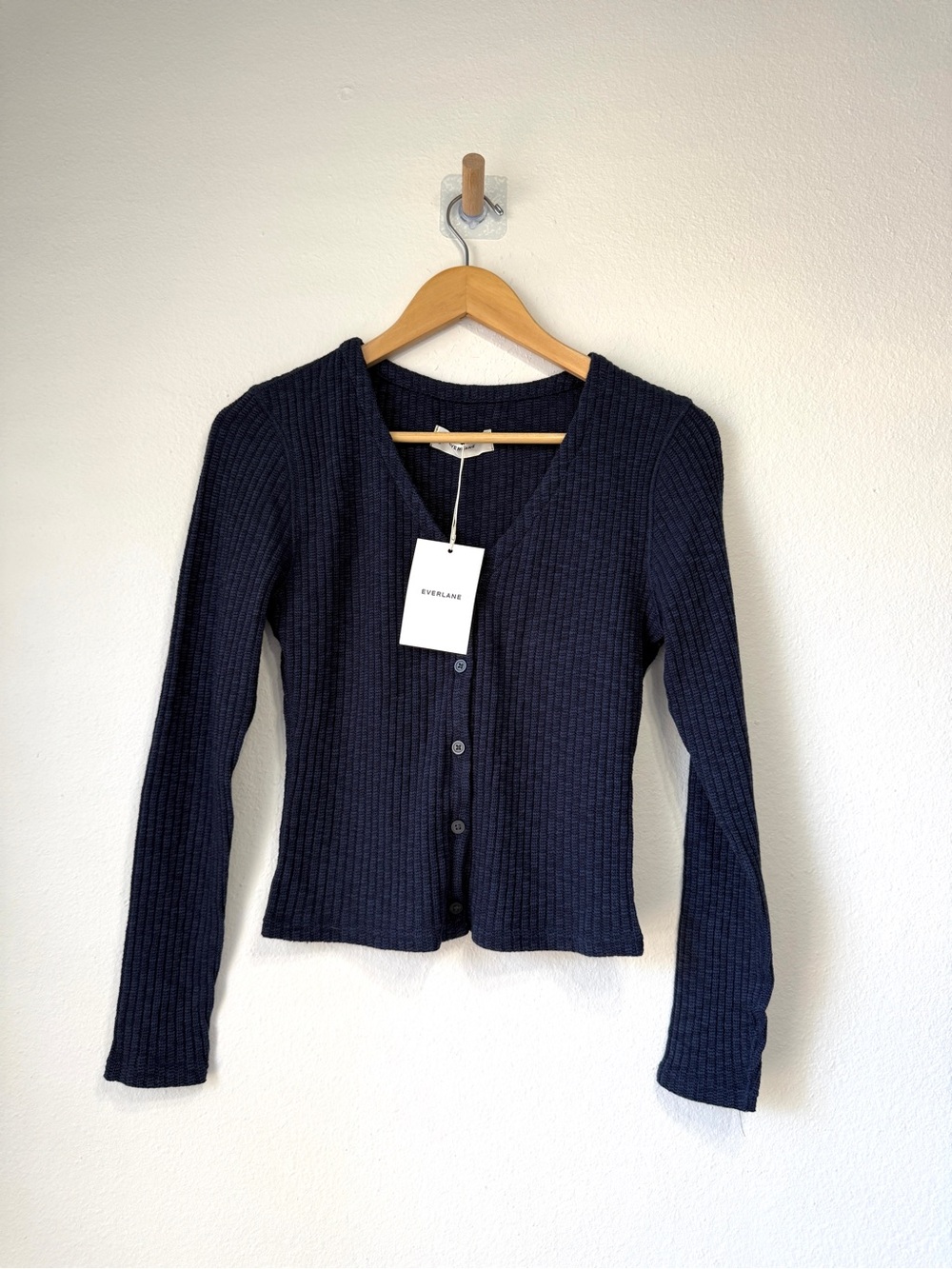 Everlane The Cozy Rib Cardigan Navy Size Small - Picture 3 of 7